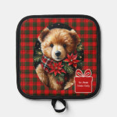 Cute Teddy Bear Christmas Add Name Mom Grandma Pannenlap (Voorkant)