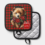 Cute Teddy Bear Christmas Add Name Mom Grandma Pannenlap (Voorkant / Achterkant)