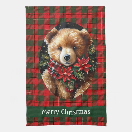 Cute Teddy Bear Christmas Add Name Mom Grandma Theedoek (Verticaal)