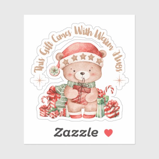 Cute Teddy Bear Christmas Sticker (Vel)