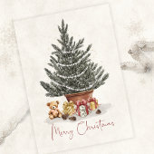 Cute Teddy Bear Christmas Tree Card Kaart