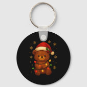 Cute Teddy Bear Christmas Tree Lights Santa Hat Fu Sleutelhanger (Voorkant)