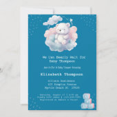 Cute Teddy Bear Cloud Barly Wait Baby shower Kaart (Voorkant)