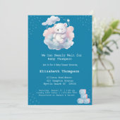 Cute Teddy Bear Cloud Barly Wait Baby shower Kaart (Staand voorkant)