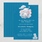 Cute Teddy Bear Cloud Barly Wait Baby shower Kaart (Voorkant / Achterkant)