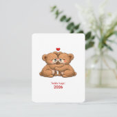 Cute Teddy Bear Couple in Love Feestdagenkaart (Staand voorkant)