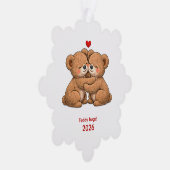 Cute Teddy Bear Couple in Love Ornament Kaart (Rechts)