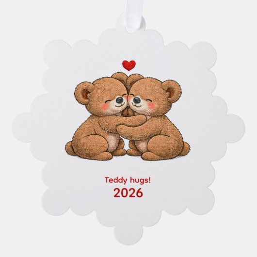 Cute Teddy Bear Couple in Love Ornament Kaart (Voorkant)