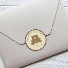 Cute Teddy Bear Cub Baby First Birthday Bedankt Ronde Sticker