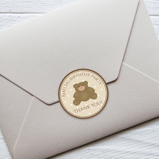 Cute Teddy Bear Cub Baby First Birthday Bedankt Ronde Sticker