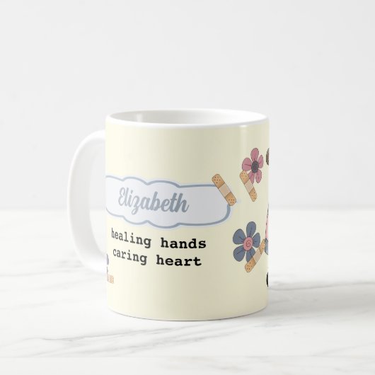 Cute Teddy Bear Custom Gift Mok for Nurse (Voorkant links)