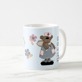 Cute Teddy Bear Custom Name Gift Mok for Nurse