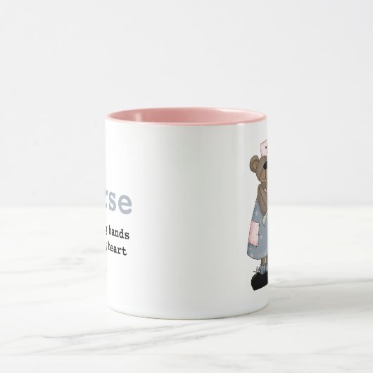 Cute Teddy Bear Custom Name Gift Mok for Nurse (Midden)