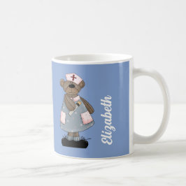 Cute Teddy Bear Custom Name Gift Mok for Nurse