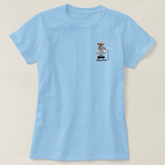 Cute Teddy Bear Custom Name T-Shirt for Nurse (Design voorkant)
