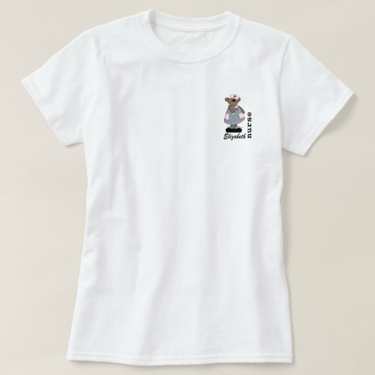 Cute Teddy Bear Custom Name T-Shirt for Nurse (Design voorkant)