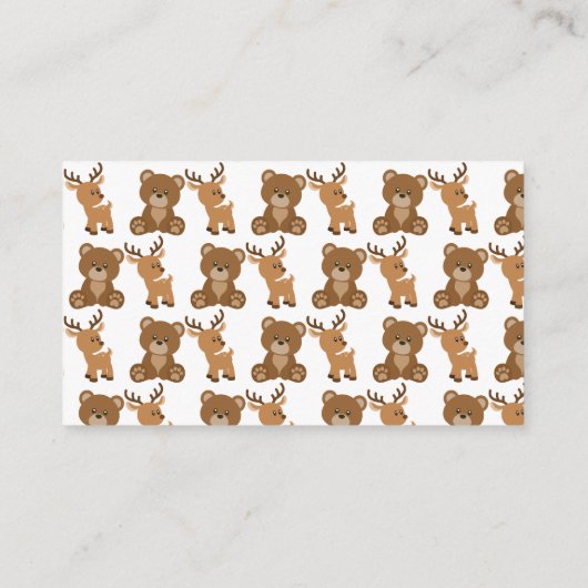 Cute Teddy Bear Deer Diaper Raffle Baby shower Gam Informatiekaartje (Achterkant)