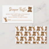 Cute Teddy Bear Deer Diaper Raffle Baby shower Gam Informatiekaartje (Voorkant / Achterkant)