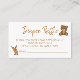 Cute Teddy Bear Deer Diaper Raffle Baby shower Gam Informatiekaartje