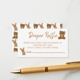Cute Teddy Bear Deer Diaper Raffle Baby shower Gam Informatiekaartje
