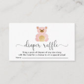 Cute Teddy Bear Diaper Raffle Baby Girl Shower Informatiekaartje (Voorkant)