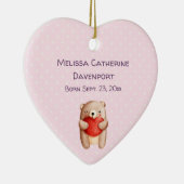 Cute Teddy Bear die een Baby geboorte van een rood Keramisch Ornament (Rechts)