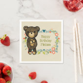 Cute Teddy Bear die een bloeiende dag houdt Servet (Insitu)