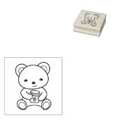 Cute Teddy Bear die een Honey Jar Colme vasthoudt Rubberstempel (Gestempeld)