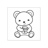 Cute Teddy Bear die een Honey Jar Colme vasthoudt Rubberstempel (Afrduk)