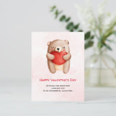 Cute Teddy Bear die een Red Heart Valentijnse draa Briefkaart (Staand voorkant)