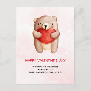 Cute Teddy Bear die een Red Heart Valentijnse draa Briefkaart