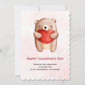 Cute Teddy Bear die een Red Heart Valentijnse draa Feestdagenkaart (Voorkant)