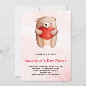 Cute Teddy Bear die een Red Heart Valentijnse draa Kaart (Voorkant)