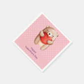 Cute Teddy Bear die een Red Heart Valentijnse draa Servet (Hoek)