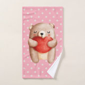 Cute Teddy Bear die een rood hart draagt Bad Handdoek (Handdoek)