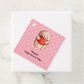 Cute Teddy Bear die een rood hart draagt Bedankjes Labels (In situ)