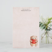 Cute Teddy Bear die een rood hart draagt Briefpapier (Staand voorkant)