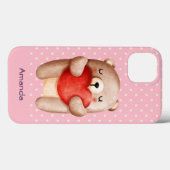 Cute Teddy Bear die een rood hart draagt Case-Mate iPhone Case (Achterkant (horizontaal))