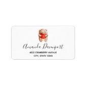 Cute Teddy Bear die een rood hart draagt Etiket (Voorkant)