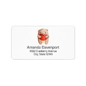 Cute Teddy Bear die een rood hart draagt Etiket (Voorkant)