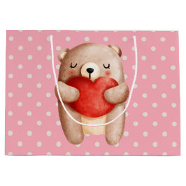 Cute Teddy Bear die een rood hart draagt Groot Cadeauzakje