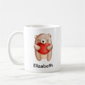 Cute Teddy Bear die een rood hart draagt Koffiemok (Links)