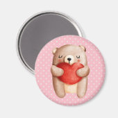 Cute Teddy Bear die een rood hart draagt Magneet (Voorkant / Achterkant)