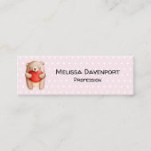 Cute Teddy Bear die een rood hart draagt Mini Visitekaartje (Voorkant)