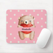 Cute Teddy Bear die een rood hart draagt Muismat (Met muis)