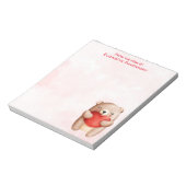 Cute Teddy Bear die een rood hart draagt Notitieblok (Linkerzijde)