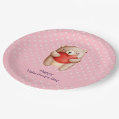Cute Teddy Bear die een rood hart draagt Papieren Bordje (Gekanteld)