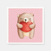Cute Teddy Bear die een rood hart draagt Servet (Voorkant)