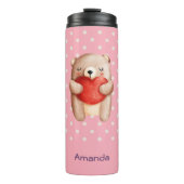 Cute Teddy Bear die een rood hart draagt Thermosbeker (Voorkant)