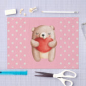 Cute Teddy Bear die een rood hart draagt Tissuepapier (Craft)
